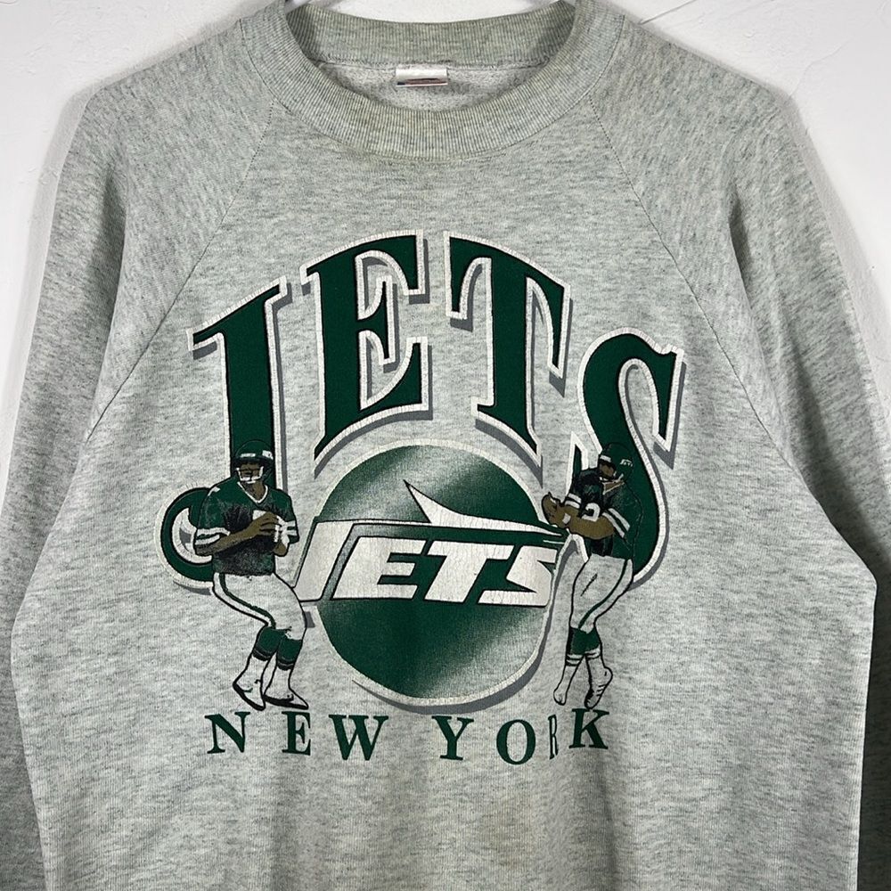 🔥🏈 True Vintage 90’s NEW YORK JETS NFL CREWNECK Sweatshirt Sz Large - RARE - G - Picture 2 of 10